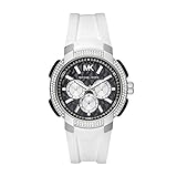 Michael Kors Women's Sidney Stainless Steel Quartz Watch with Silicone Strap, White, 20 (Model: MK6947)