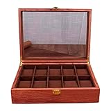 xllLU 10/12 Schlitze Vintage Holz Uhrenbox Klarglas Fenster Deckel Vitrine Halter Ohrringe Halskette Ring Schmucksammlung Aufbewahrung Organizer 10/12 Schlitze Holz Uhrenbox