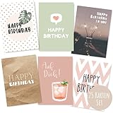 25er Set Geburtstagskarten hochwertig - Glückwunschkarte, Postkarte zum Geburtstag - Happy Birthday Karten als Postkarten Set - ideal als Grußkarte und Gutschein für Männer und F