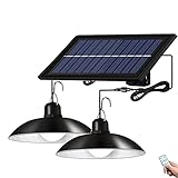 YCFxcy Outdoor-Solarbirnen-Pendelleuchte Solarbetriebenes Licht Doppelkopf-LED-Solarlampenbeleuchtung für Gartendek