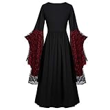 Briskorry Mittelalter Gothic Kleid Damen Übergröße Schmetterlings ärmel Abendkleider Hexe Sexy Partykleid 1950er Cocktailkleid Gebunden Taille Verbandkleid Spitzenk