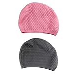 Homeyou 2 PCS Badekappe Männer und Frauen wasserdichte Badekappe Erwachsene Elegante Schwarze und rosa Badehut Bequeme Passform für langes und kurzes H