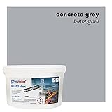 preismaxx Mattlatex urban colors, bunte Wandfarbe, grau, betongrau, concrete grey 5L