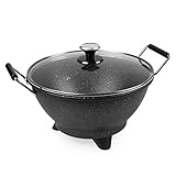 Princess Stir-Fry Elektro-Wok - 1400 Watt, 7 Liter, 35 cm Durchmesser, Regulierbarer Thermostat, Marmorbeschichtung, Schwarz, 162389