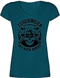 Feuerwehr Geschenk - Feuerwehr ist kein Hobby - schwarz - M - Türkis - T-Shirt - XO1525 - Damen T-Shirt mit V