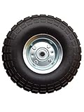 Frosal PU Rad Bollerwagen Ø 260 mm 4.10/3.50-4 | Ersatzrad Reifen Sackkarre | Achse 16 mm | pannensicher mit Kugellager | Stahlfelge Silb