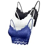 FEOYA 3 Stück Spitzen BH Bralette Spitze Gepolstert für Damen Yoga Spitze BH Bra Top Set Sport-BHS für W