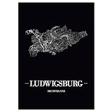 JUNIWORDS Stadtposter, Ludwigsburg, Wähle eine Größe, 40 x 60 cm, Poster, Schrift A, Schw
