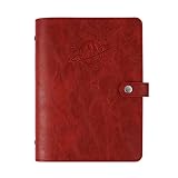 Hardcover-Tagebuch Faux Leder Notebook Bunte Notebook Daily Journal A5 A6. Metallbinder Art Skizzenbuch Geschenk for Mädchen Kompositionsheft (Color : Red A5)