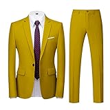 MILAX 2-Teiliges Herren Anzug Slim Fit Anzug-Set Für Herren 1 Knopf Business Hochzeitsanzug Jacke Top & Hose Einfarbige Classic Anzug mit T