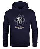 Neverless Hoodie Herren Kompass Windrose Navigator Segeln Kapuzenpullover Sweater Männer Navy 4XL