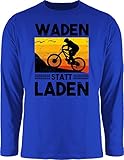 Shirtracer Fahrrad Bekleidung Radsport - Waden statt Laden Vintage - M - Royalblau - Langarm - BCTU005 - Herren Lang