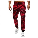 Dinnesis Cargohose Männer Joggers Chino Jogginghose Trekkinghose Sporthosen - Tether Fitness Outdoorhose mit Tasche - Atmungsaktiv Frachthose Laufhosen Sweathose Leicht Freizeithose H
