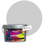 WALLCOVER Colors Wandfarbe grau für Innen 1 L Innenfarbe Moon 1C seidenglänzend | Profi Farbe Latexfarbe in Premium Qualität | weitere Größen und Farbtö