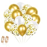 60 Stück Luftballons Konfetti Helium Ballons,12 Zoll Latexballons und Konfettiballons Heliumballons,für Hochzeit Mädchen Kinder Geburtstag Party Deko, (Golden)