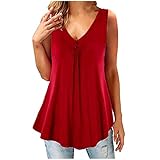 Top für Frauen UK Sexy ärmelloses Tank-Top, modisch, einfarbig, Sommer-Tops, lässig, V-Ausschnitt, Blusen, lockeres T-Shirt, Übergröße, Tunika, Tops mit Knöpfen, wein, M