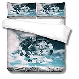 GFWDPG Bettwäscheset Bettbezug für Mädchen, Jungen, Kinder, Blauer Himmel mit Schnee (240x220cm) 3-teiliges 1 Bettdeckenbezug, 2 Kissenbezügen, Q