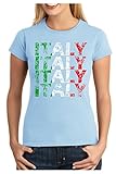 OM3® - Italy - Damen T-Shirt - Italien Italia Fussball World Cup Soccer Fanshirt Sport Trikot, XL, hellb