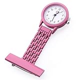 HeNan LiQinKeJi8 Brosche Uhr Krankenschwester-Uhr-Quarz mit Brosche rosa Bonbon tragbare Runde Dial Krankenschwester-Taschen-Uhr Für die Arbeit drinnen (Color : Pink)
