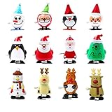 Toyvian 12 Stücke Aufziehspielzeug Rentier Pinguin Schneemann Weihnachtsmann Figur Aufziehfigur Weihnachten Deko Figuren Uhrwerk Spielzeug Geschenk für Baby Kinder(Zufälliger Stil)