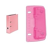Original Falken PastellColor-Ordner. 8 cm breit DIN A4 Pastell-Farbe Flamingo-Pink Ringordner Motivordner & Wedo 2fach Taschenlocher (Kunststoff zum Abheften für 8 cm Lochung, mit 12 cm Skala) pink