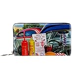 Leather Card Pocket Wallet, schlanke Geldbörse mit Reißverschluss Fach für Geldscheine und Münzen Echtleder mit Münzfach E