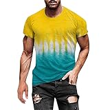 sutelang lurryly Herren Funky 3D Druck Kurzarm T-Shirt Rundhalsausschnitt Sommer Casual Große Größe günstig Hemden Tops atmungsaktiv, gelb, 58