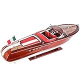 Seacraft Gallery Riva Aquarama Modellboot Dekor 68,6 cm (rot/weiße Ledersitze) - komplett montiertes Holzmodellschiff - Holzspielzeug Boot Dekor - Riva Boot Modelldisplay - Holzdekor Speedboot M