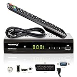 PremiumX Satelliten-Receiver HD 521 FTA Digital SAT TV-Receiver DVB-S2 FullHD HDMI SCART 2X USB Multimedia-Player, 12V Externe N