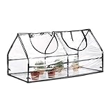 Relaxdays, transparent Gewächshaus Folie, PVC, Stecksystem, Schrägdach, Balkon & Garten, Frühbeet, HBT: 60 x 120 x 60 cm, A schw