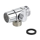 Yizhet Messing 3-Wege Ventil Umstellventil Umschalter, Massives Messing Chrom poliert, Dusche Adapter/Umsteller/Umstellventil, für Küche und Bad Duschsystem M22 X M24
