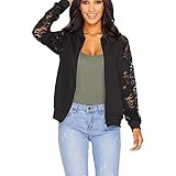 Cramberdy ❀Damen Freizeitjacke Mantel, Frau Lange Ärmel Spitze Spleiß Reißverschluss Kurz Mantel, Frauen Elegante Kuscheljacke, Damen Langarm Sweatjacke, Reißverschluss Jacke Outw