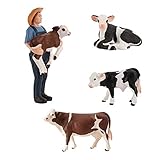 TOYANDONA 4pcs Kühe Figuren Miniatur Kuh Bauer Bauernhof Spielzeug Figuren Zufällige Farbe Micro Landschaft Tiere Bonsai Puppenhaus Mikrolandschaft Graten Dekoration Weihnachten Festival Geschenk