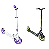 Aluminium Scooter Muuwmi 200 mm & Unisex Jugend Aluminium Scooter Pro 215 mm, schwarz/Lime, One S