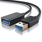 CSL - 2m USB 3.0 Verlängerungskabel - USB Erweiterungskabel USB Verlängerung - bis zu 5 Gbit s - doppelt geschirmt - Knickschutz - bidirektional - schw