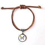 DIYthinker Schmetterling mit bunten Graffiti-Blumen, Armband aus Leder mit Kordel, Doppelarmband, Paar-S