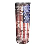 Reisebecher mit Deckel Amerikanische Flagge Thermobecher Edelstahl Becher 3D-Muster Vakuumisolierte Tasse Auslaufsicherer Deckel isoliert Becher Camping white3 600