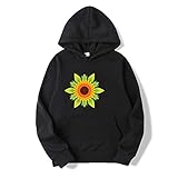 Frauen Hoodie Sonnenblume Gedruckt Hoodies Frauen Fleece Langarm Lose Sweatshirt mit Hut Mädchen Pullover Frühling Herbst Winter Gr. M, Schw