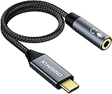 KiWiBiRD USB-C Typ C auf 3,5mm Kopfhörer Audio Jack Klinke Adapter AUX Klinkenadapter mit DAC Chipset, USB-C Mikrofon Adapter kompatibel mit Handy, MacBook, Tablet, Windows PC, TRRS 4-polig