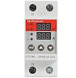 L1YAFYA GPS8-Hutschiene über Stromschutz über Spannung unter Spannung Schutzeinrichtung 63A 220VAC (Poles Number : GPS8 02 U, Rated Current : 63A)
