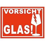 300x Aufkleber Vorsicht Glas Din A6 (105x148 mm) Alternative zu Vorsicht Glas Klebeband Bruchgefahr Warnetiketten Zerb