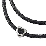 König Design Lederkette Anhänger mit Herz Lederband Leder-Armband 4 mm Damen Halskette Schwarz 40 cm lang mit Karabinerverschluss g