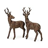 Loberon Hirsch 2er Set Cagny, Weihnachtsdeko, Polyresin, H/B/T ca. 21.5/17.5/6 cm, antikb