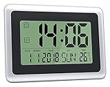 YYF Wecker Groß LCD Digitaler Wecker, Datum und Datum, digitaler Kalender, Tag Uhr, große Digitale Wanduhr, Silent Desk Clock, Batteriewecker (Alarm und Temperatur Funktion)