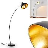 Stehlampe Parola, Vintage Stehleuchte mit Lampenschirm in Gold/Schwarz aus Metall, E27-Fassung, max. 60 Watt, Bogenlampe im Retro-Design, mit Fußschalter am Kabel, auch geeignet für LED L