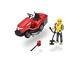 Dickie Toys 203832002 Lawn Mower Playlife Set, Rasenmäher Honda inkl. Spielfigur, Korb zum Öffnen, bewegliches Mähwerk, mit Rasentrimmer und Laubbläser, 12,5 cm, ab 3 Jahren, B