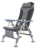 LFJG Angelstuhl Faltbarer Multifunktionaler Outdoor-Angelsitz, Tragbarer Angelliegestuhl,All-Terrain-Adaptiv,Unterstützungseinstellung, Rückenlehne 145 ° Verstellbar,Trag 250Kg,2 Jahre G