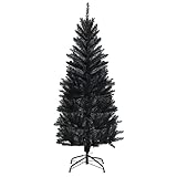 COSTWAY 150/180/210cm Bleistift Weihnachtsbaum, Bleistiftbaum schwarz, künstlicher Tannenbaum mit Klappsystem und Metallständer, Christbaum PVC Nadeln, Kunstbaum (150cm)