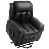 HOMCOM Elektrischer Fernsehsessel Sessel mit schlaffunktion und liegefunktion Aufstehsessel Relaxsessel Sessel mit Aufstehhilfe, Schwarz, 96 x 93 x 105
