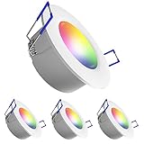 linovum 4er Set WEEVO Einbaustrahler flach RGB Schutzart IP44 7W - LED WLAN Spot kompatibel mit Alexa & Google steuerbar via App